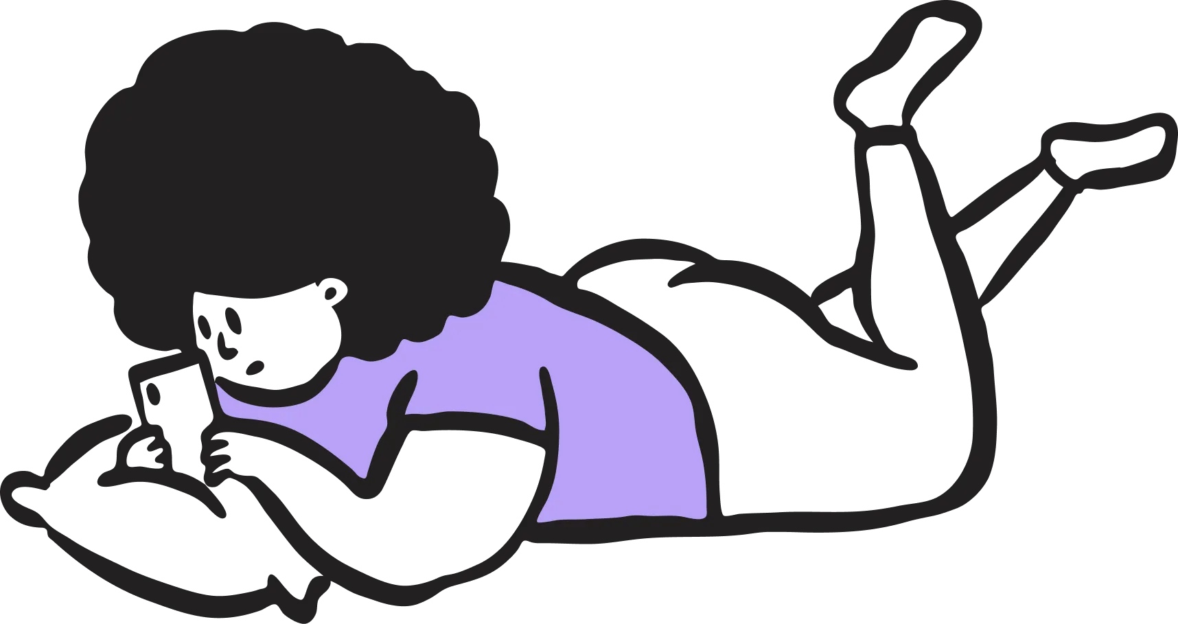 Person lying on their stomach using their phone.